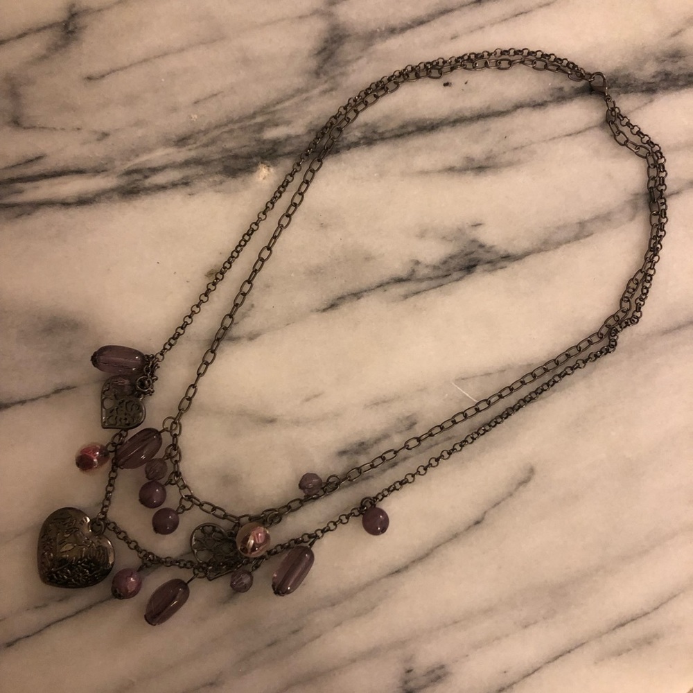 Purple charm necklace